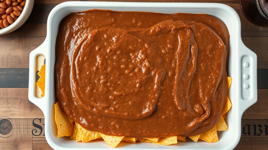 evenly spread refried beans