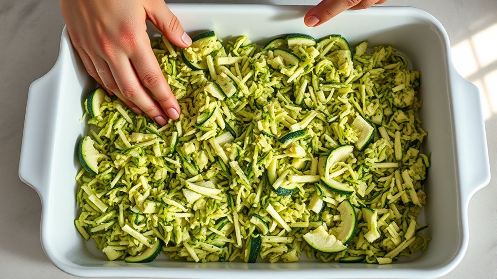 evenly spread zucchini mixture