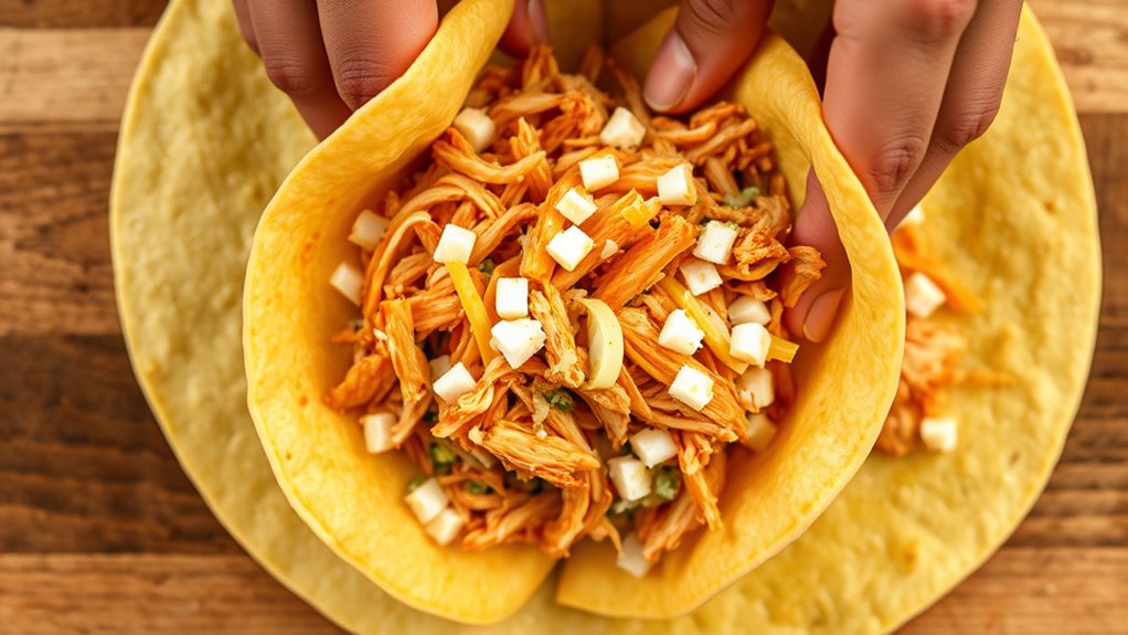 fill tortillas with ingredients