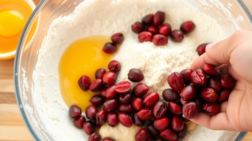 fold in cranberries gently