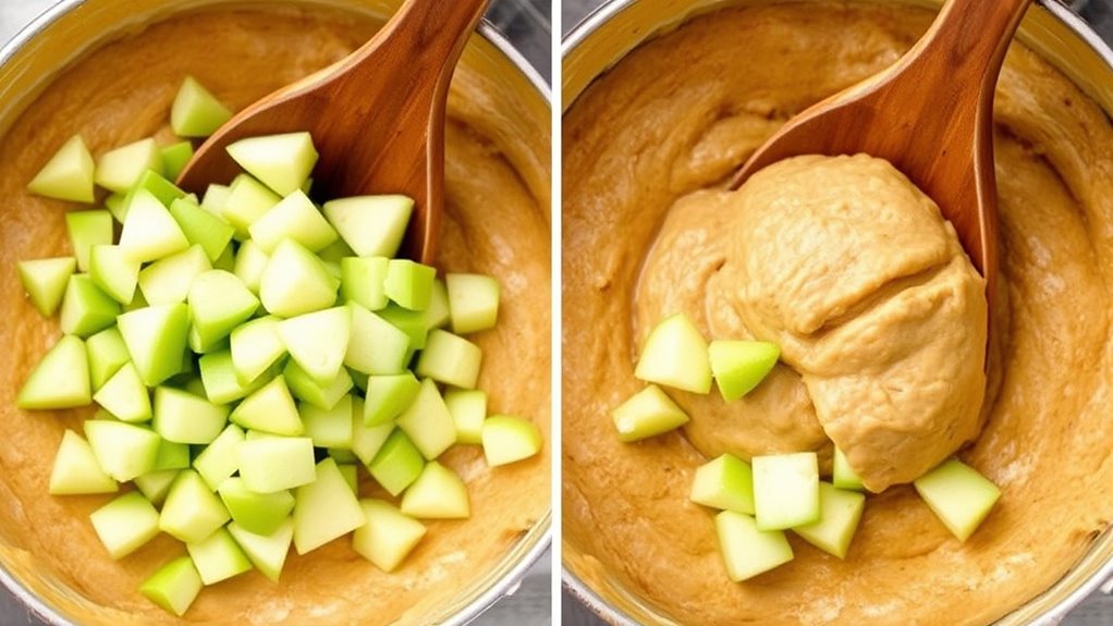 fold in diced apples
