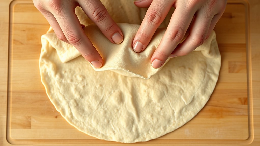 fold tortilla edges inward