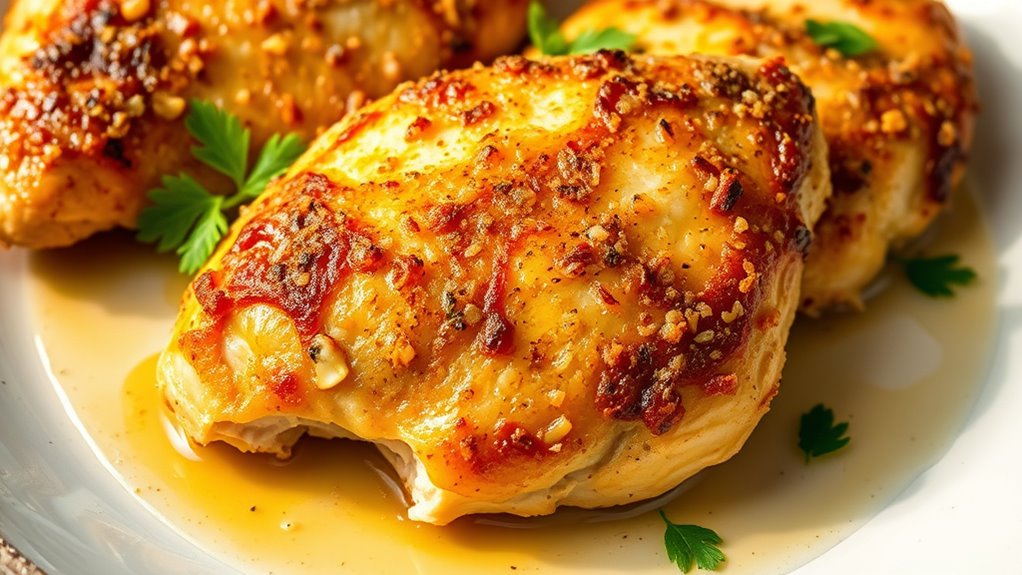 garlic flavored cheesy chicken dish