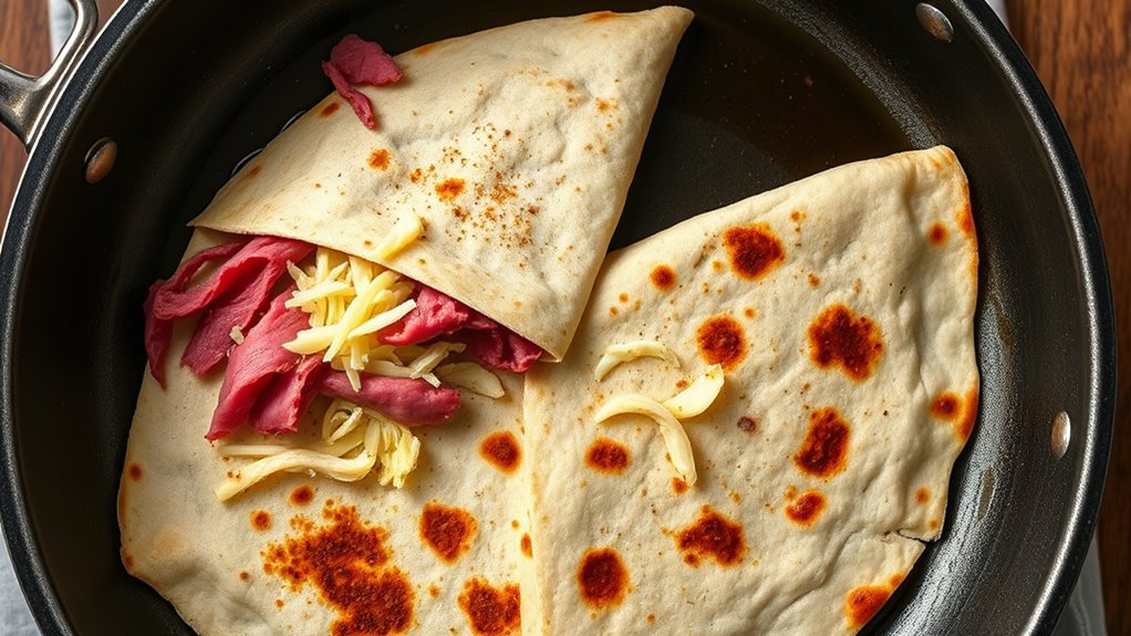 gently fold the tortilla