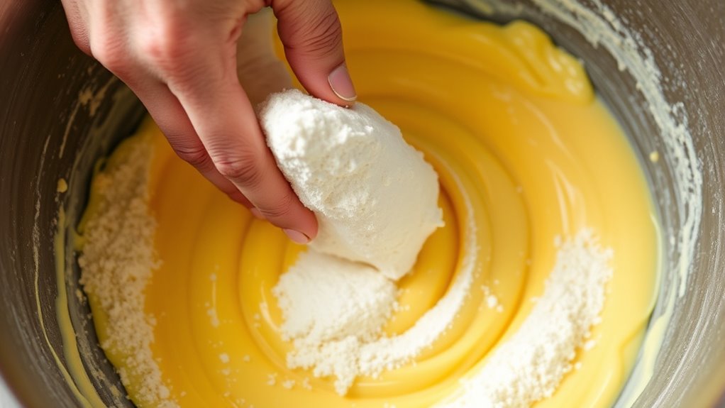 gently incorporate flour mixture