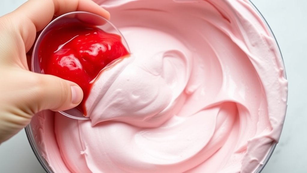 gently incorporate strawberry puree