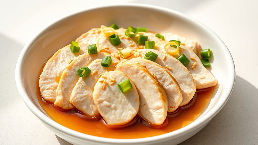 ginger flavored steamed chicken dish
