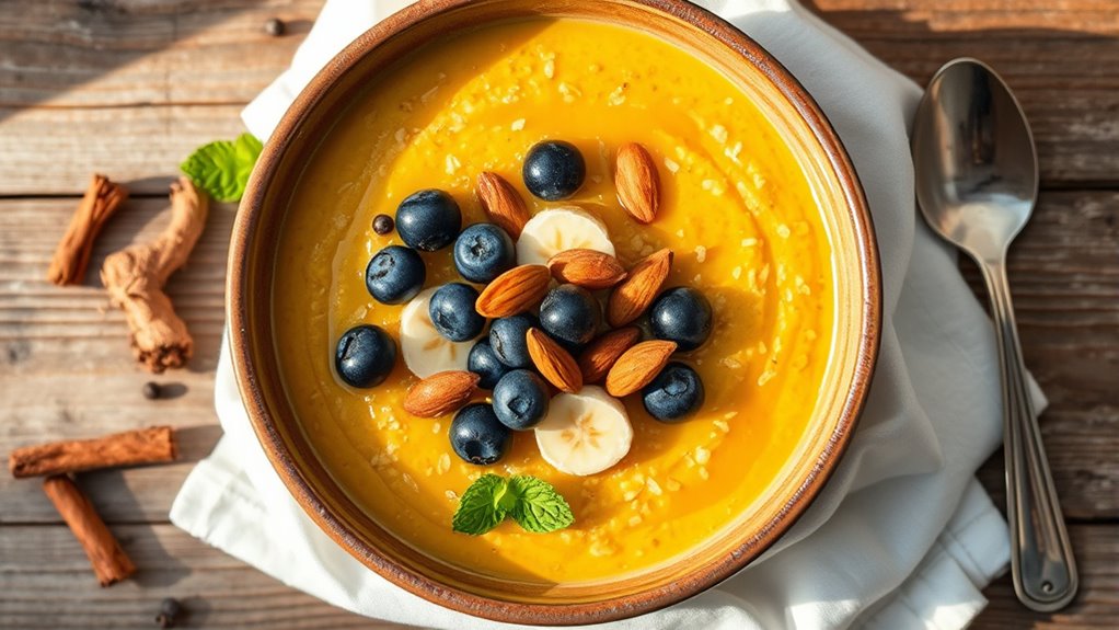 golden turmeric oatmeal bowls