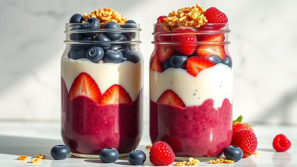 healthy berry smoothie jars