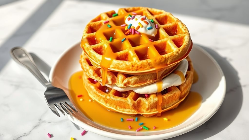 healthy birthday cake waffles