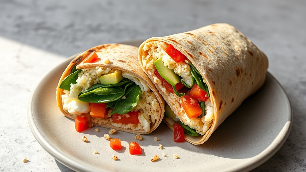 healthy egg and quinoa burrito