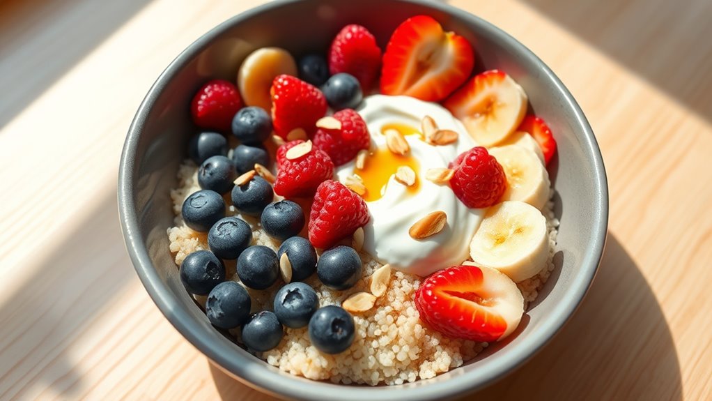 healthy quinoa fruit bowl