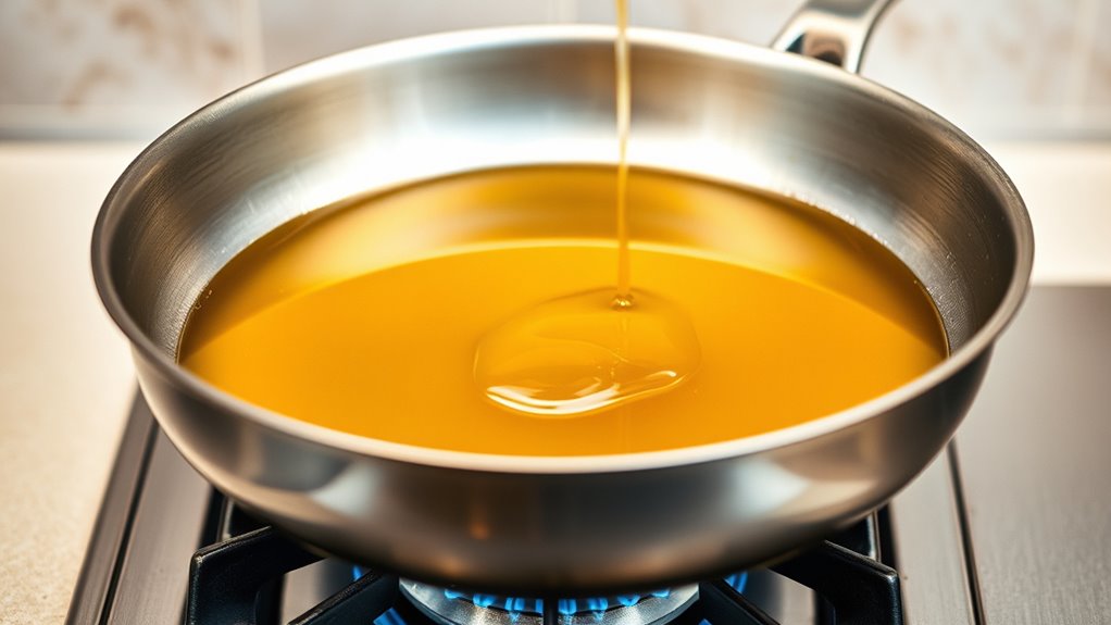heat skillet and add oil