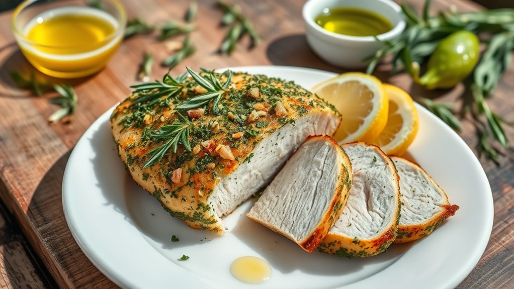 herb crusted mediterranean chicken dish