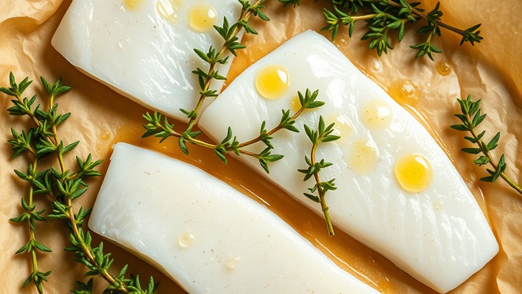 herbs sprinkled on fish
