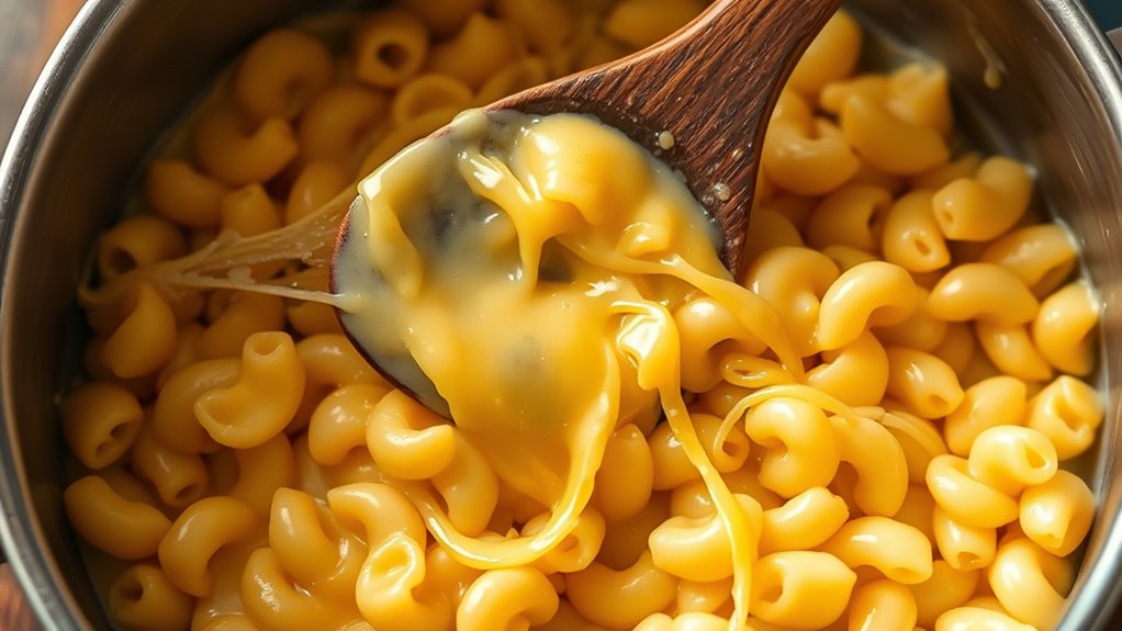 incorporate melted cheese gradually