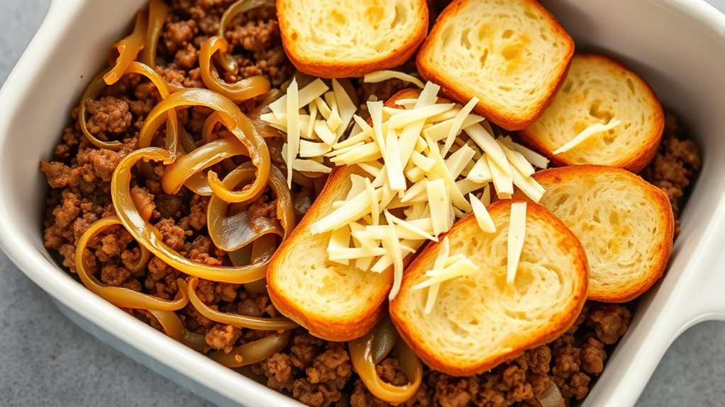 layer casserole ingredients carefully