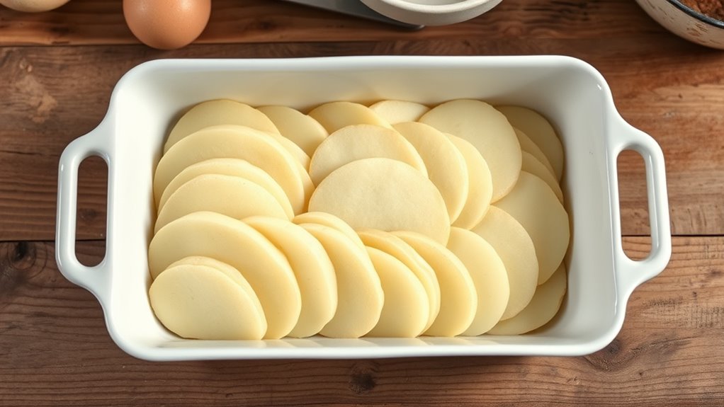 layer the sliced potatoes