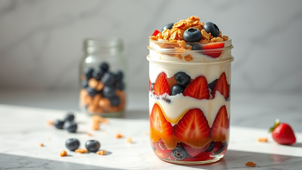 layered yogurt and toppings