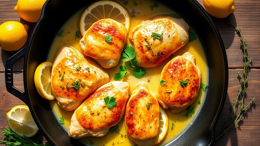 lemon flavored skillet chicken dish