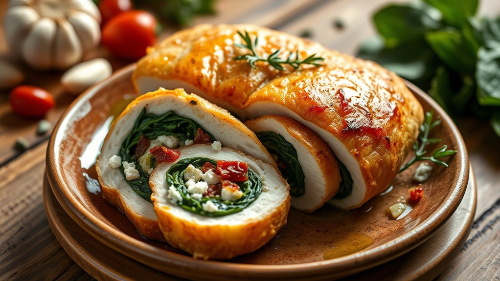 mediterranean inspired stuffed chicken