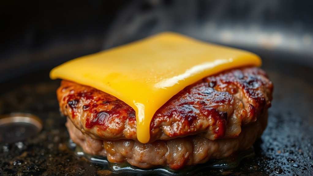 melt cheese on patties
