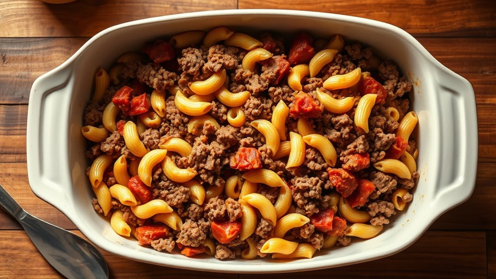 mix beef with pasta