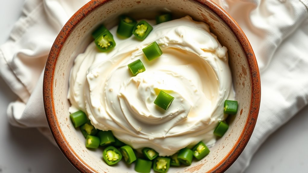 mix jalapenos with cream cheese