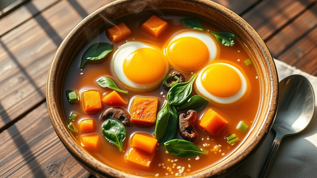 nutritious broth breakfast bowl