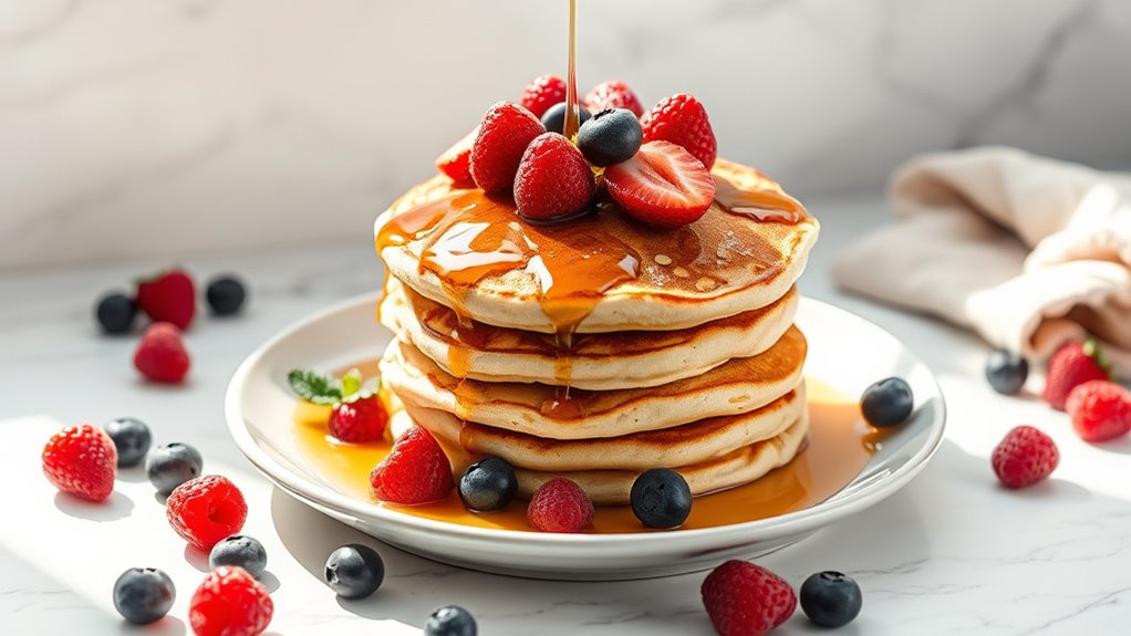 nutritious fruit topped pancakes