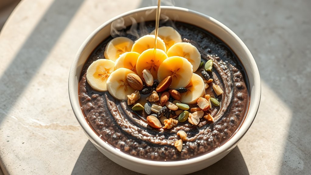 nutty chocolate banana oatmeal