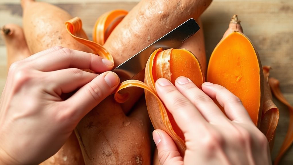 peel sweet potatoes carefully