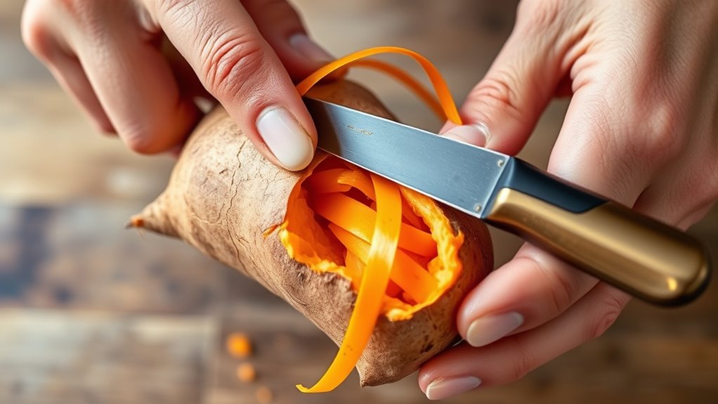 peel sweet potatoes carefully