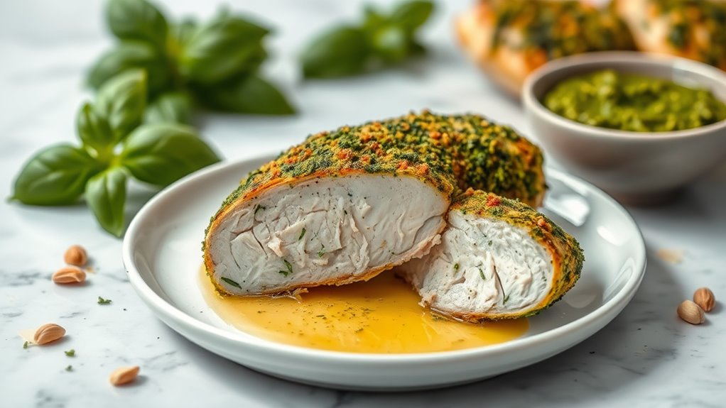 pesto coated chicken filet