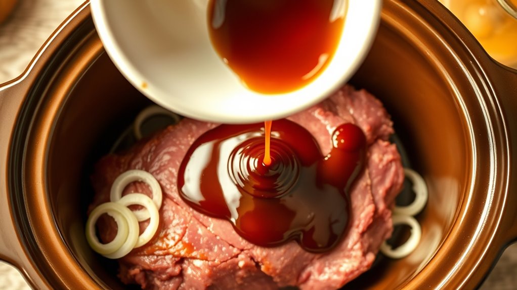 pour barbecue sauce mixture