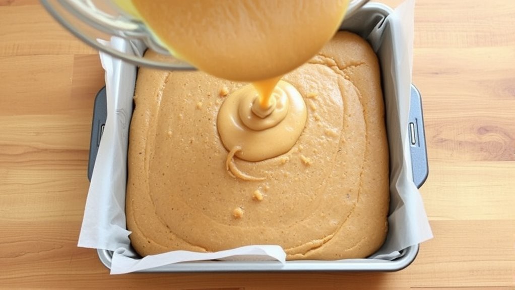 pour batter into pan