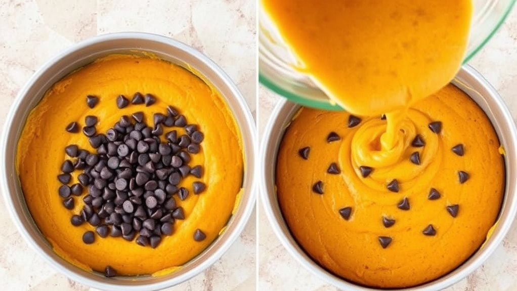 pour batter into pans
