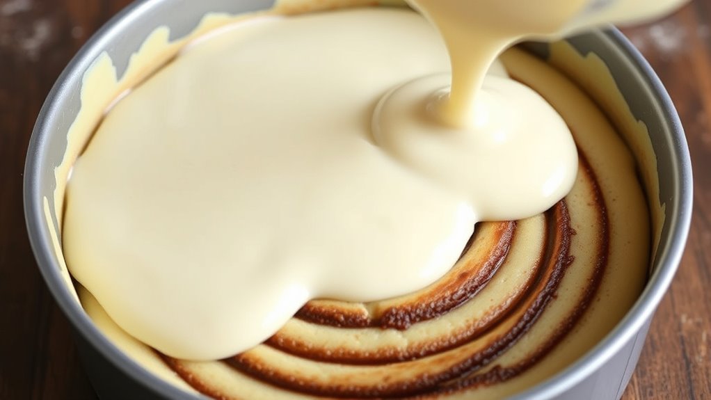 pour cheesecake mixture evenly