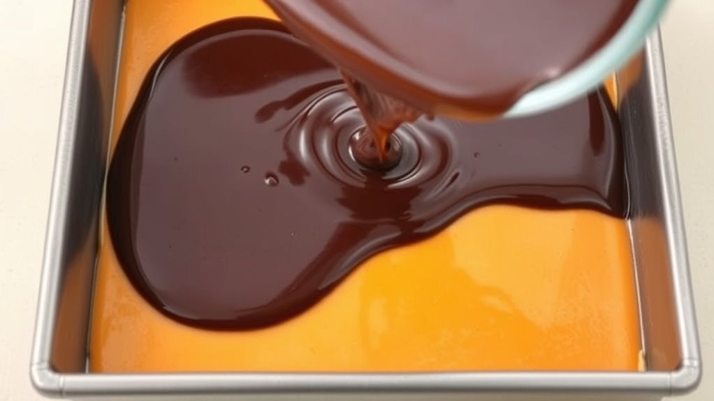 pour dark chocolate layer