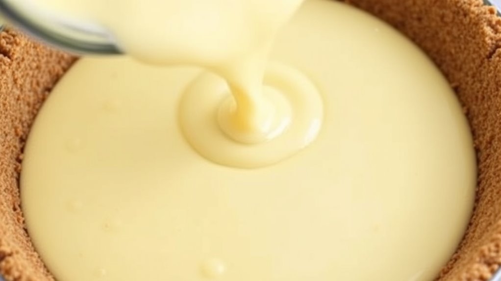 pour filling into crust