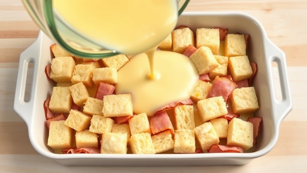 pour mixture evenly distributed