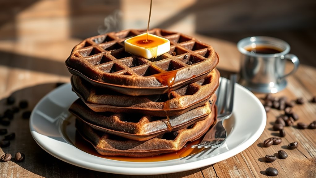 rich espresso infused chocolate waffles