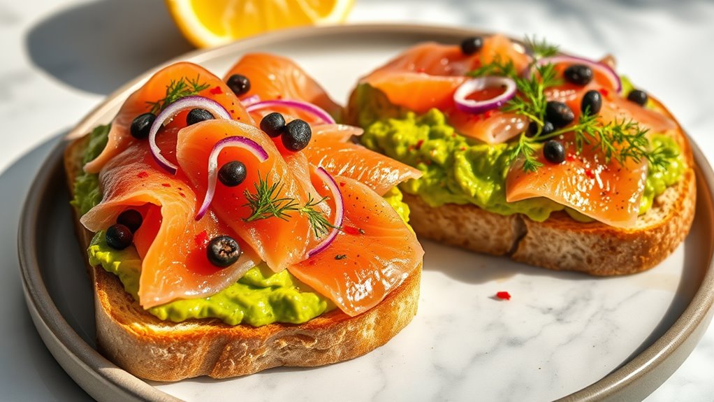 salmon topped avocado toast