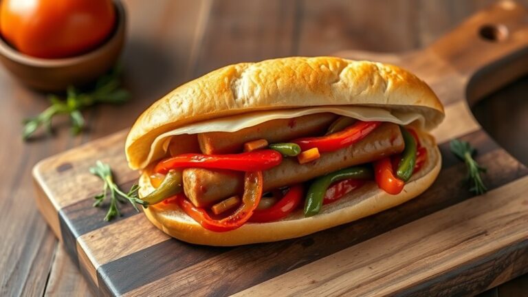 sausage peppers cheese sandwich