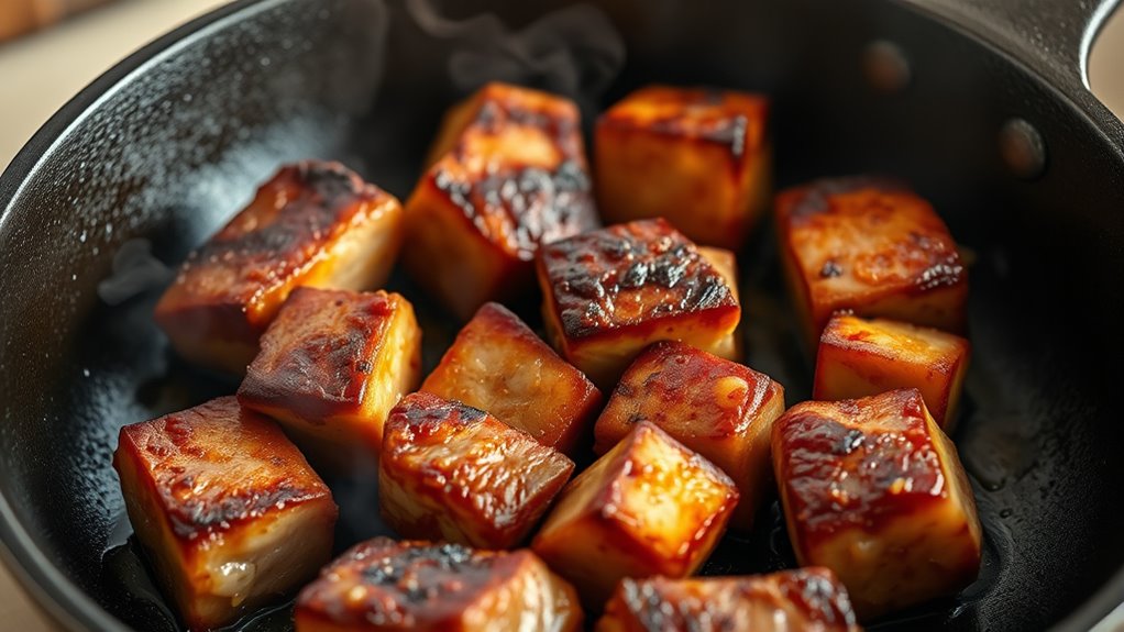 sear pork cubes thoroughly
