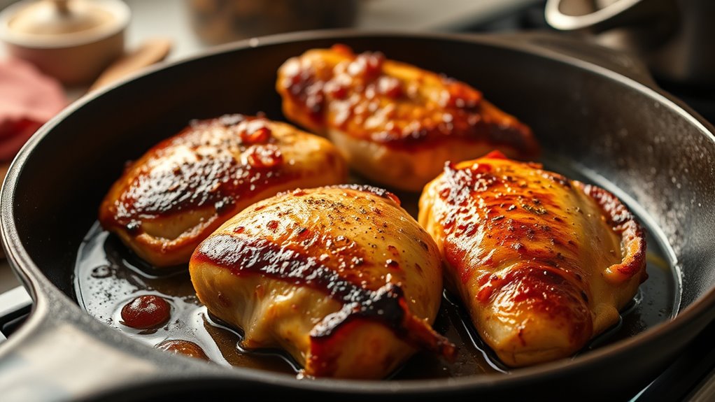 sear seasoned chicken breasts