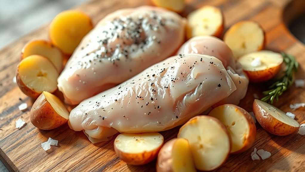 season chicken and potatoes