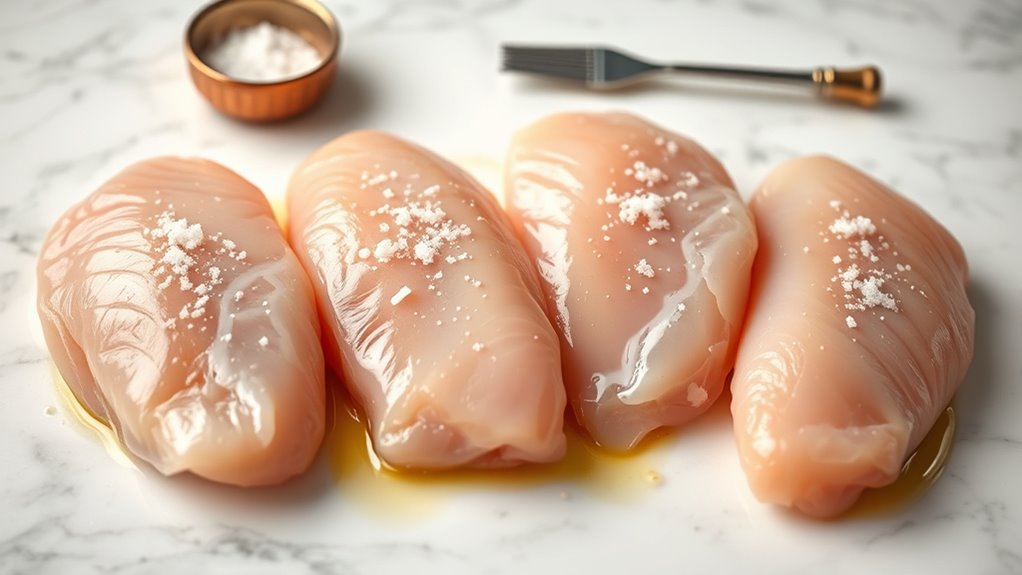 season the chicken breasts