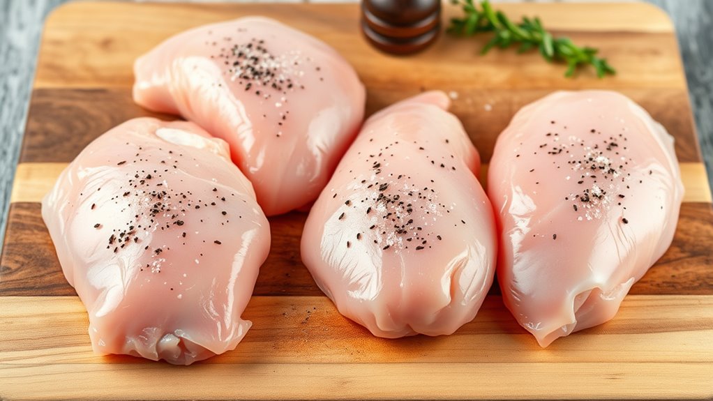 season the chicken breasts