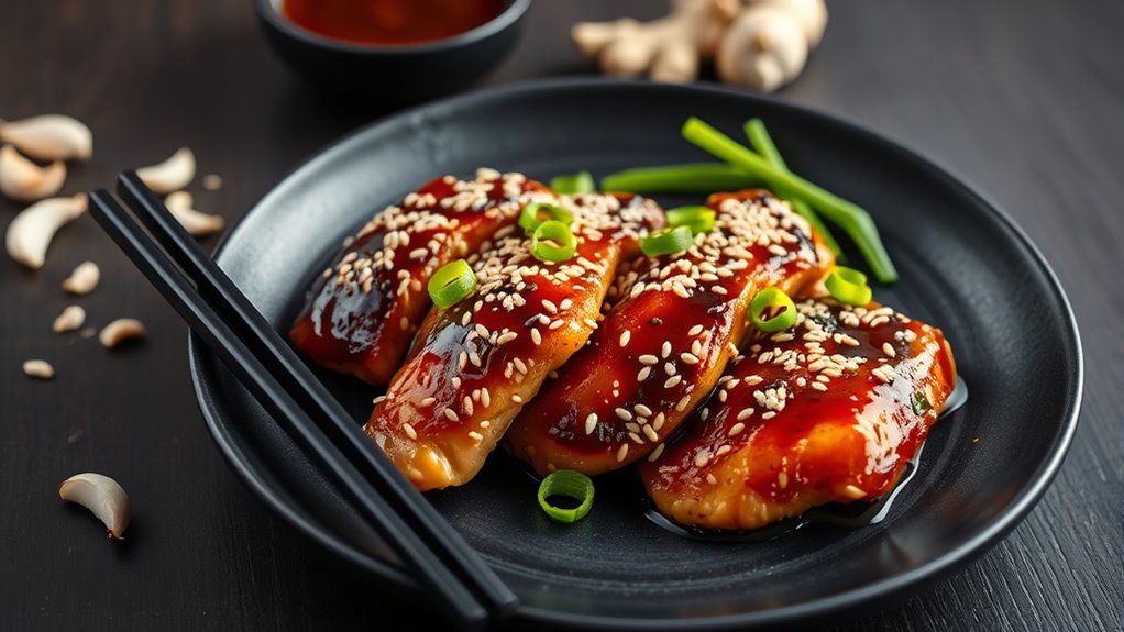 sesame coated asian chicken dish